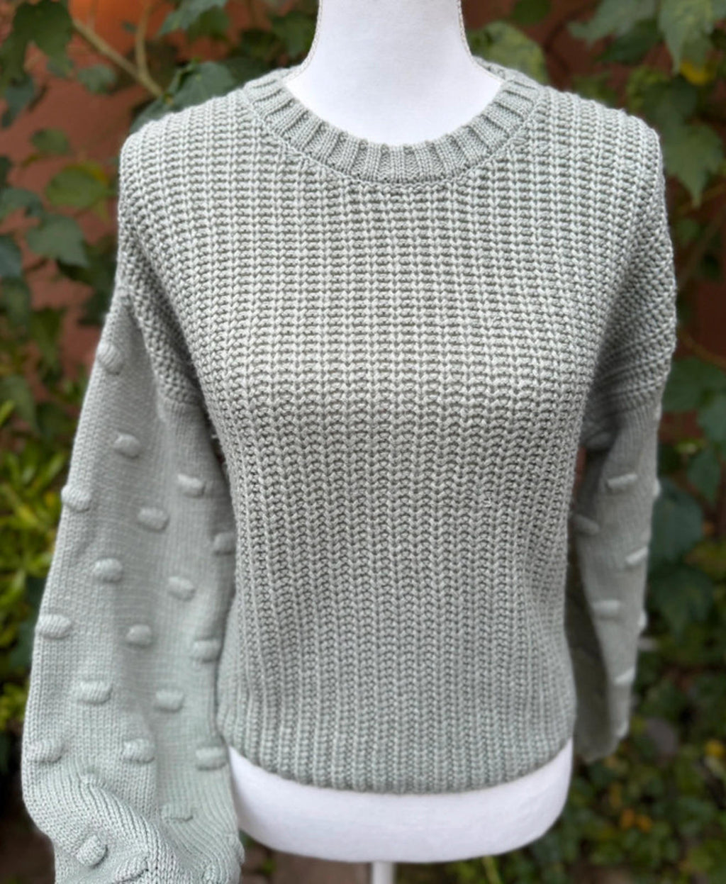 Jessica Simpson Olive Green Polka Dot Sleeved Warm Sweater Women Size M