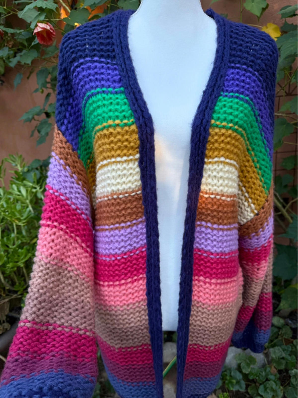Posh By Together One Size Knit Rainbow Sweater