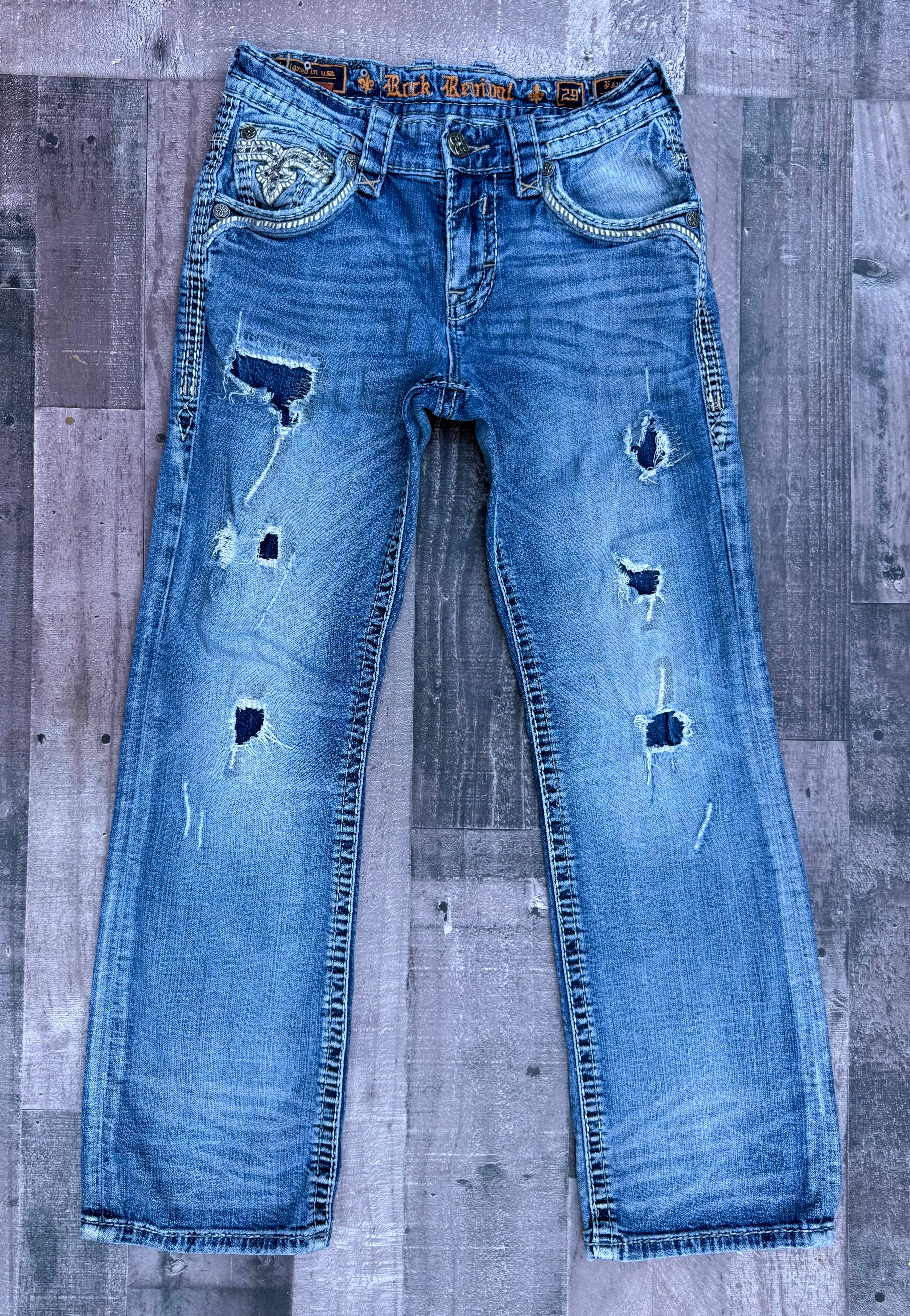 Rock Revival Men's Bootcut Blue Denim Jeans Medium Wash size 29