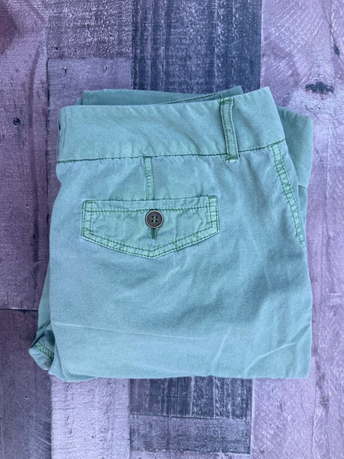 Khakis Petite olive green cotton cargo capri pants, women's size 12P, photo 3