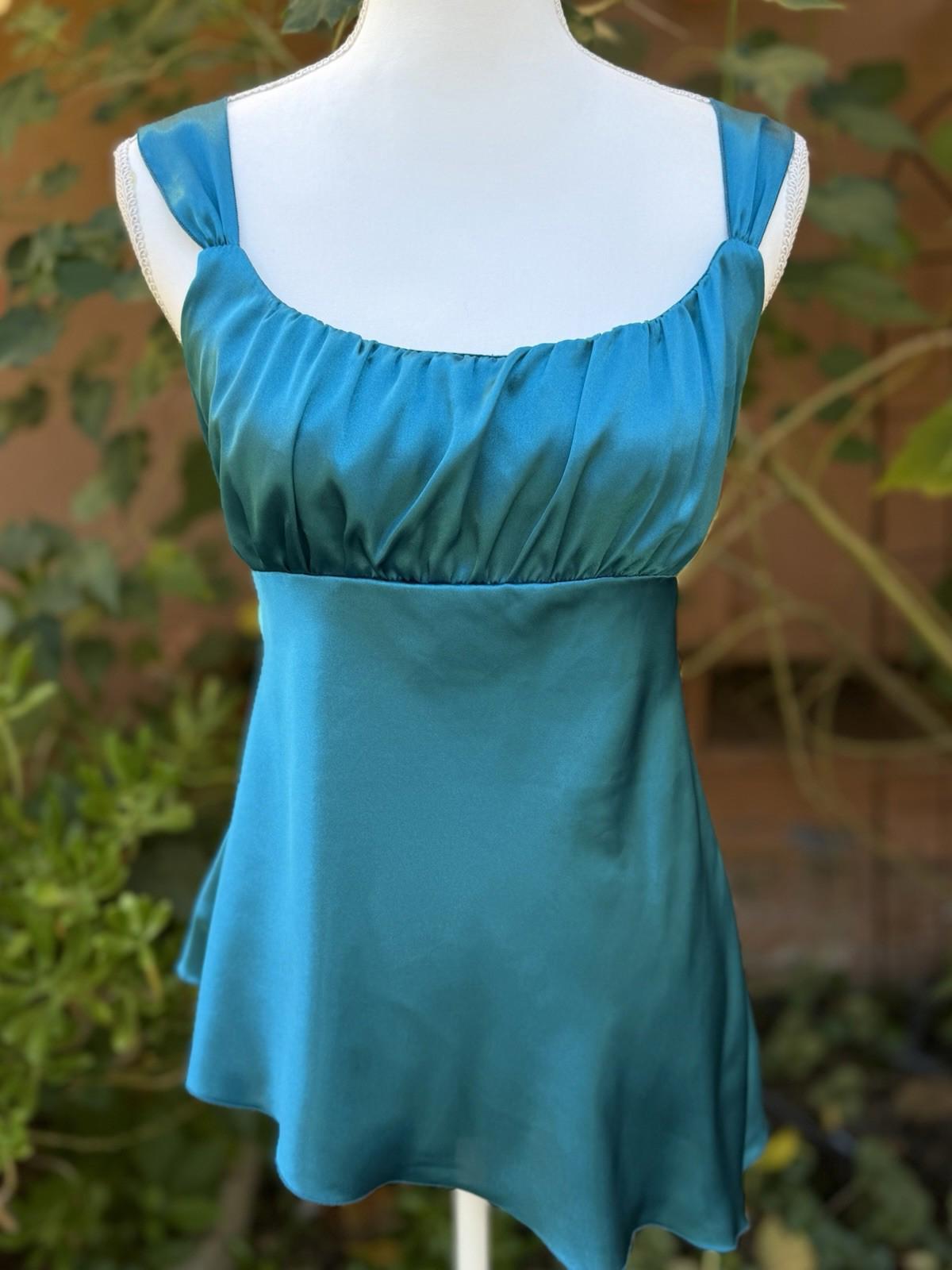 Self Esteem A Symmetrical Cocktail Hour Baby Doll Aqua Y2K Top Size L