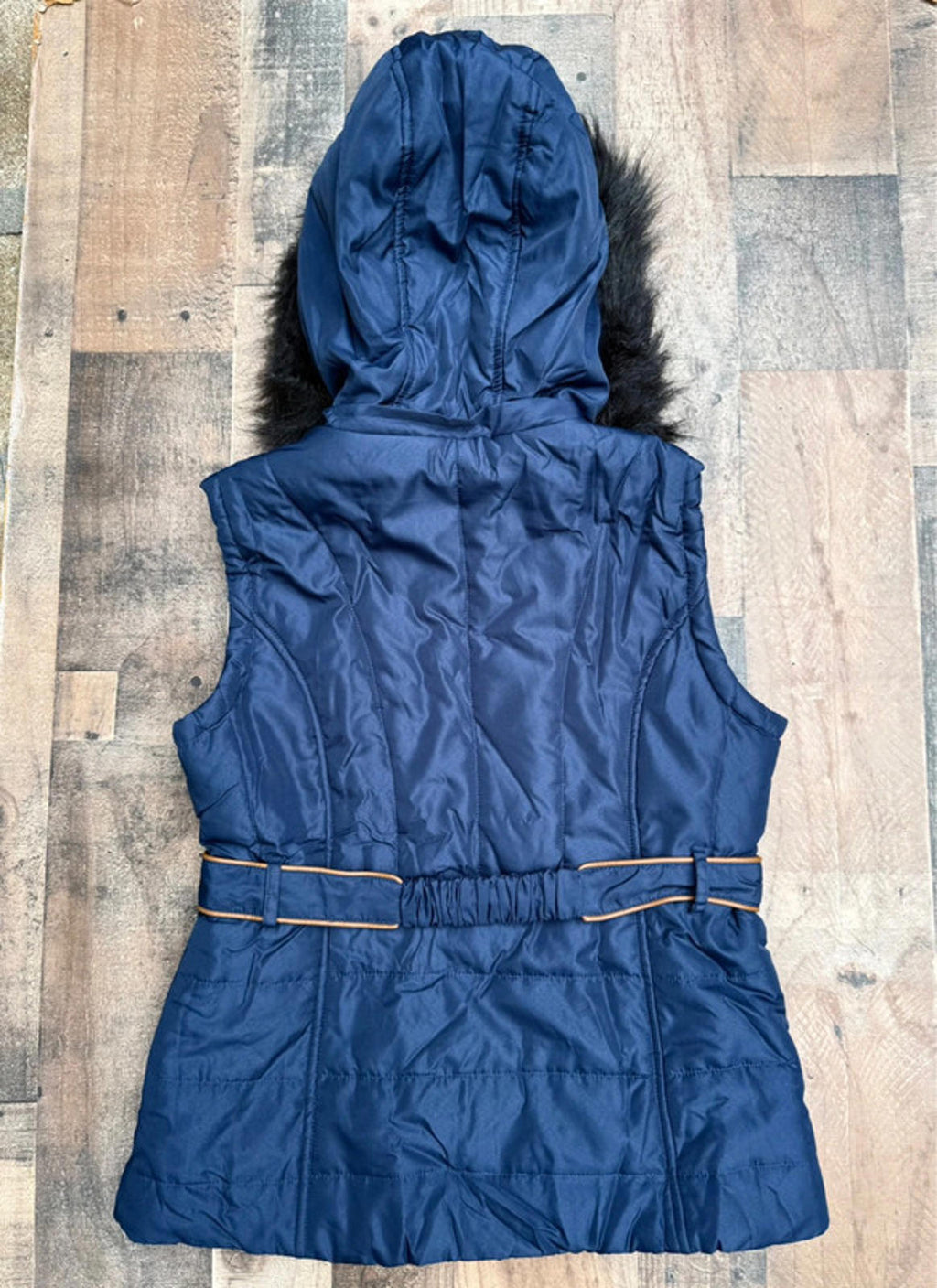 Sporto Royal Blue Hooded Fur Vest Size S