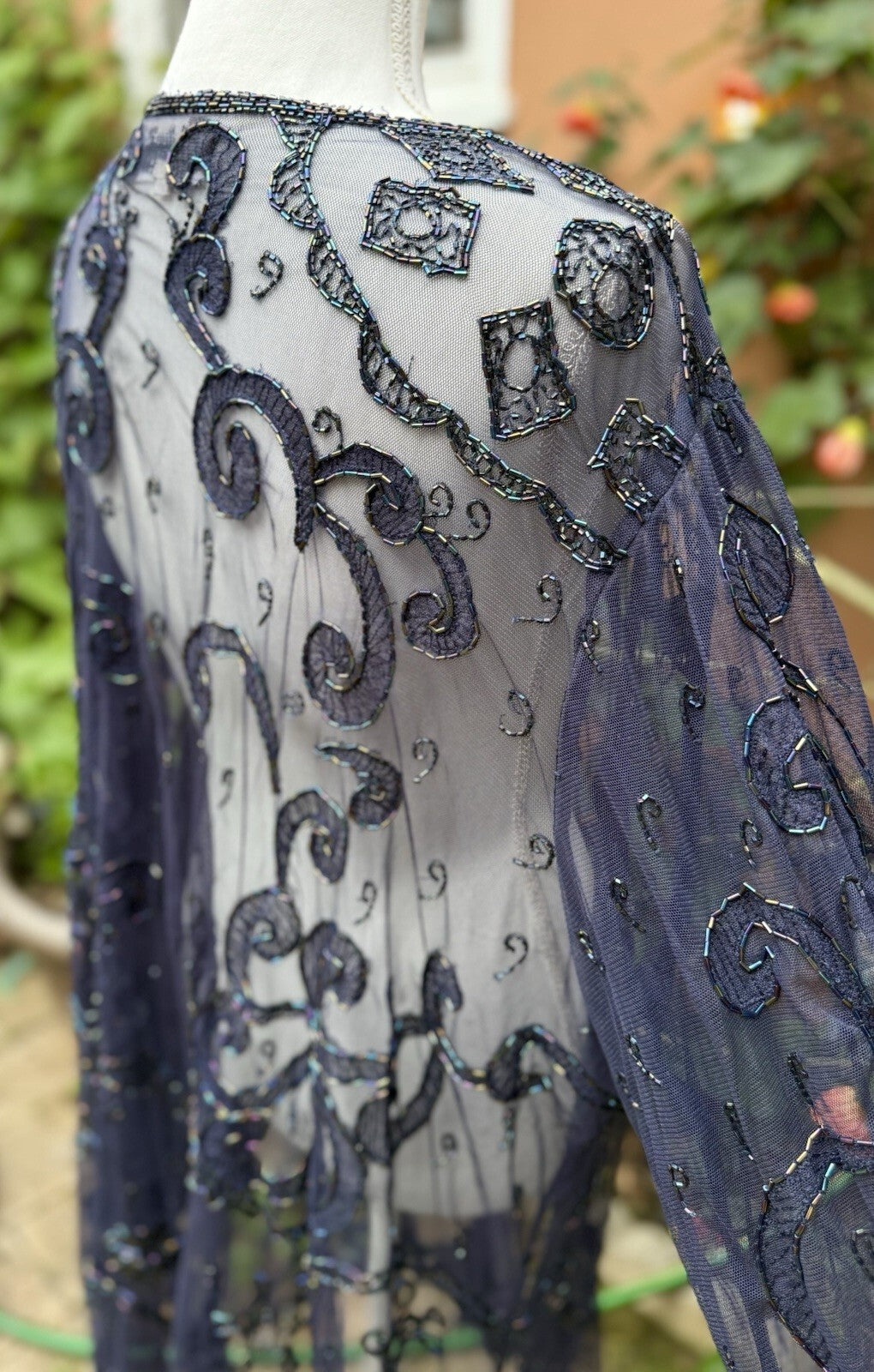 Judith Ann Plus vintage beaded mesh duster cardigan, women's 3X, photo 2