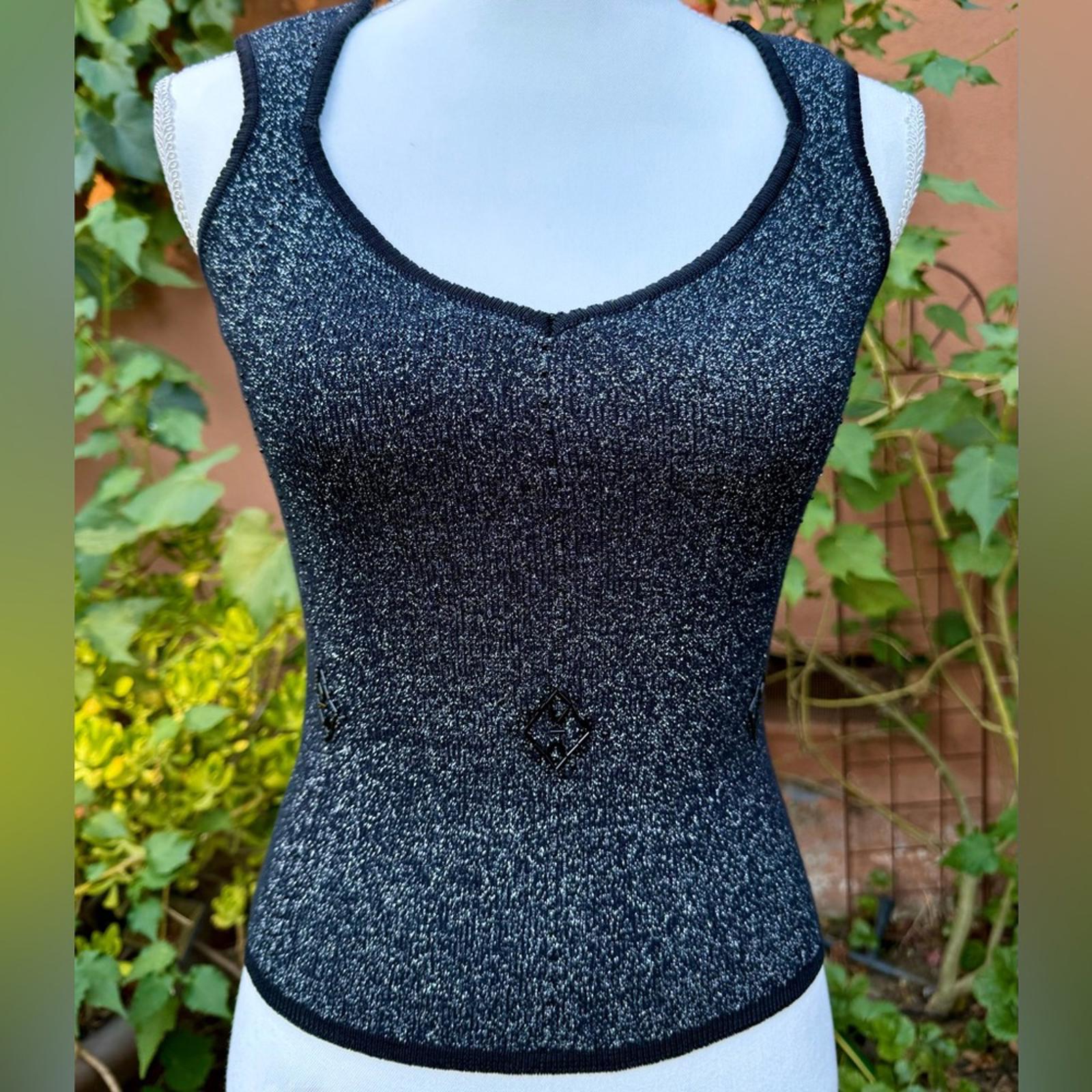 Milano Black and Silver Camisole Y2K Size S