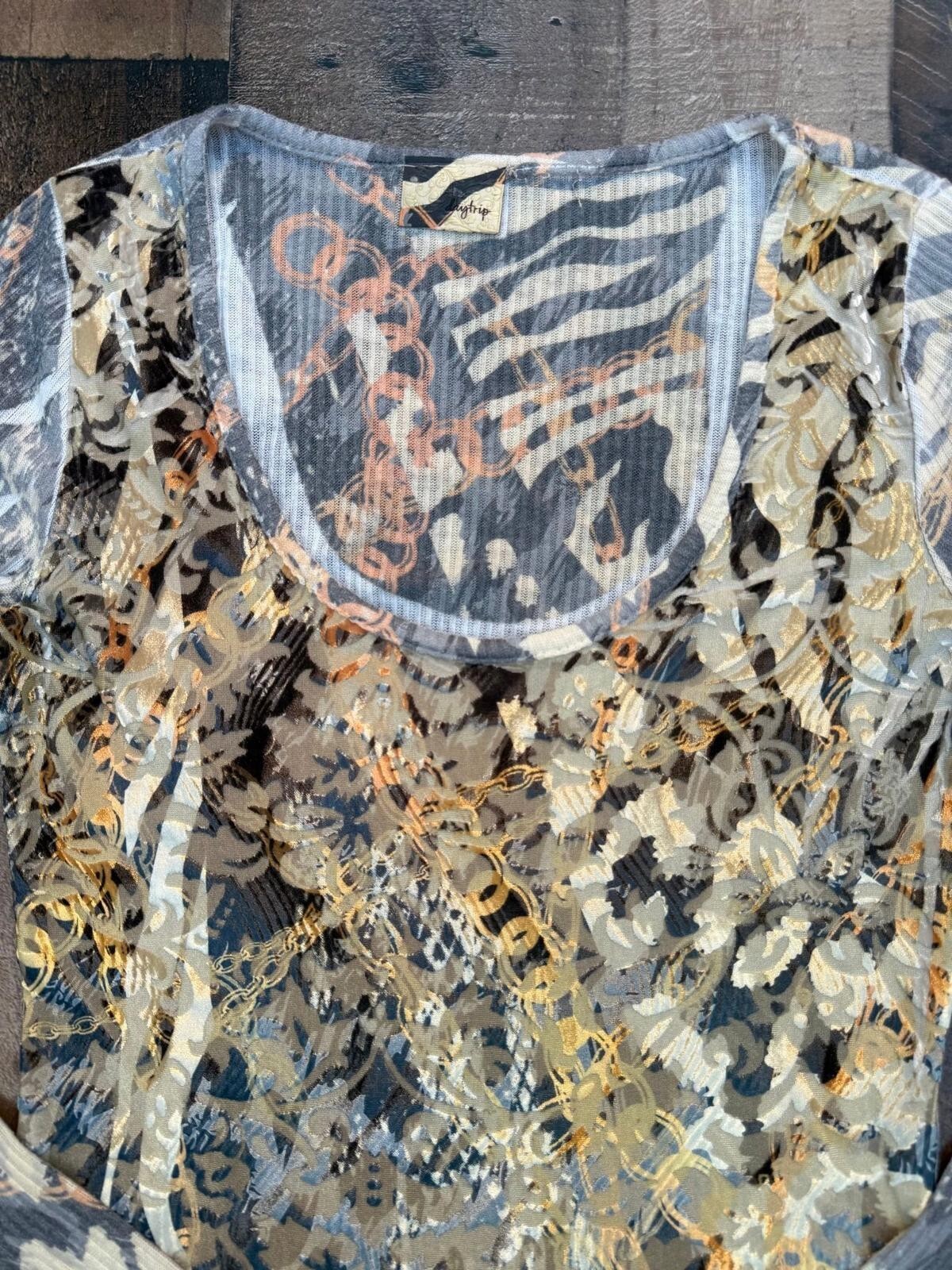 Day Trip long sleeve patterned top, women's size S, photo 2