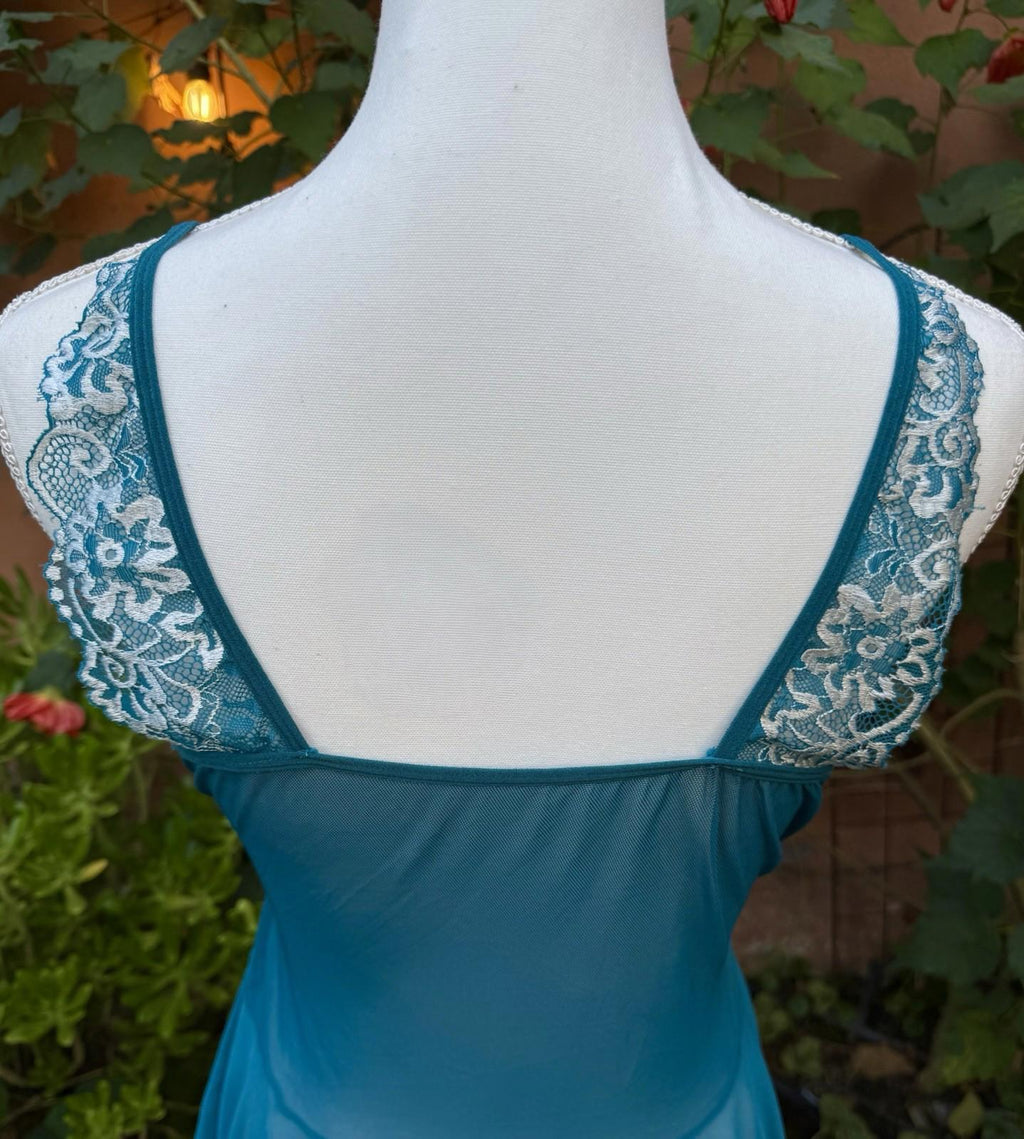 Aqua lace Baby doll Lingerie Pajamas Womens Size XL