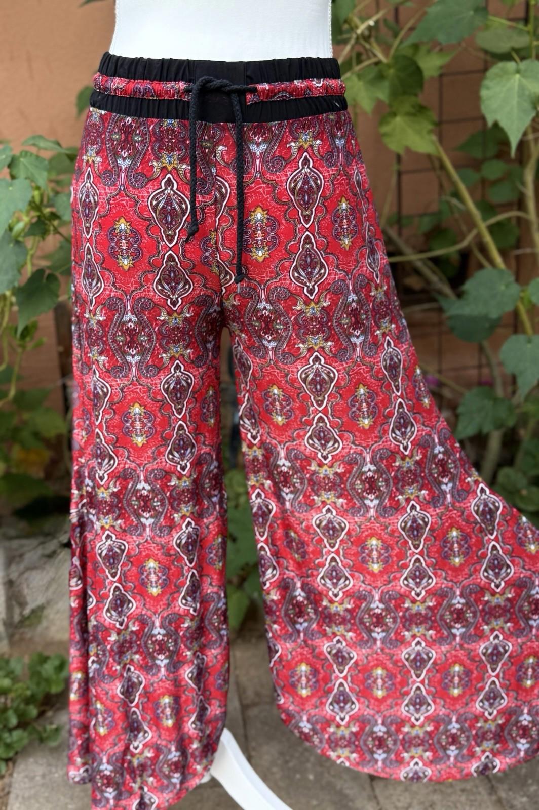 OS Red Boho Paisley Lounge Women’s Soft Pants Size S Or M