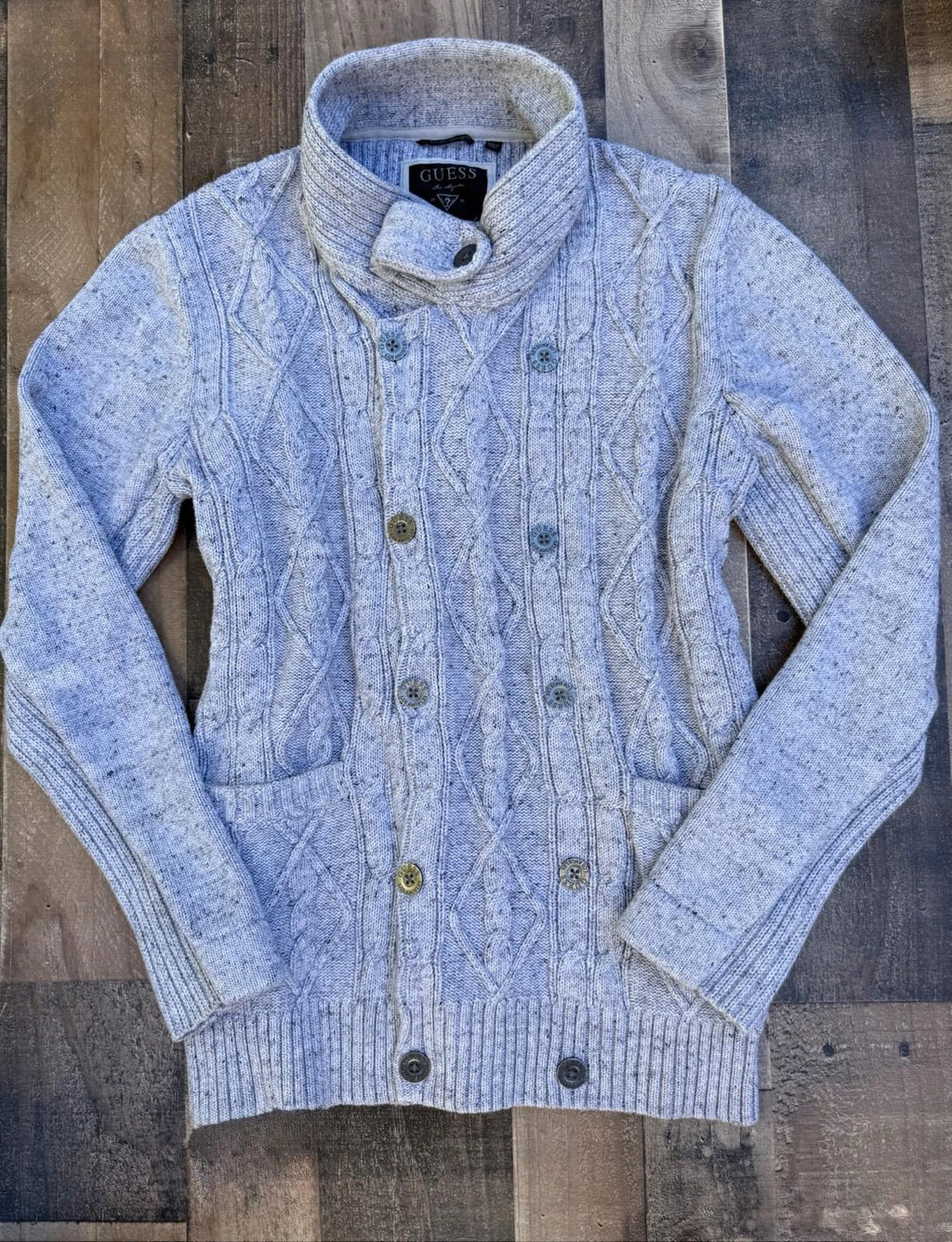 Guess Women’s Full Button Up Tunic Cardigan Sweater  Roll Neck Size XL