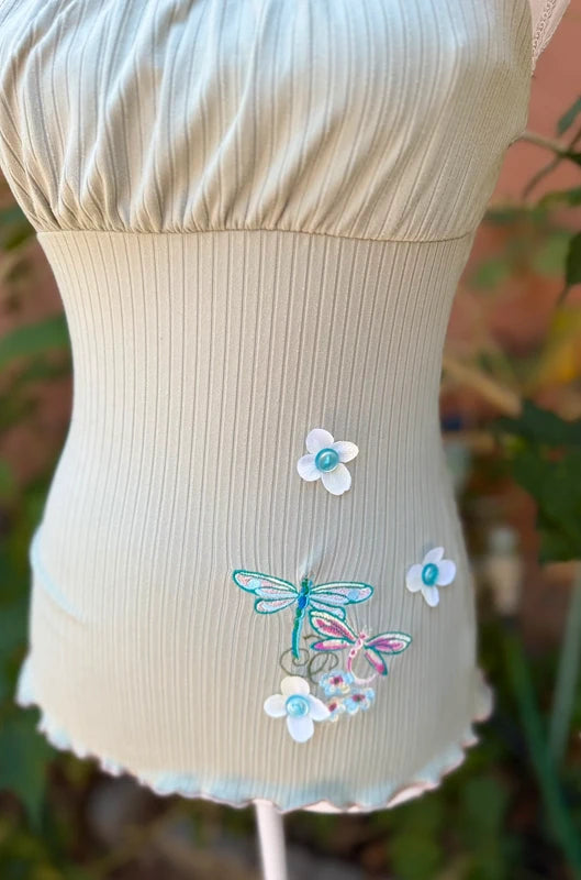 Upcycled Heart & Hips Fairy Core Floral Tank Top