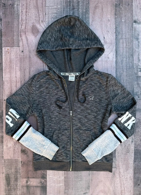 PINK Victoria Secret Gray Zip Up Hoodie Size S
