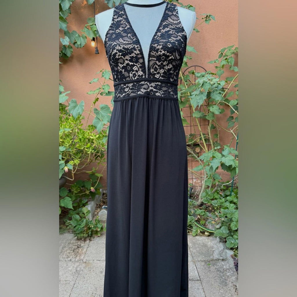 Candelite Black Sleeveless Formal Lace Maxi Gown size S