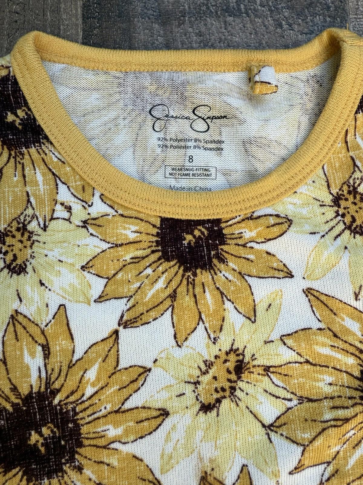 Jessica Simpson Size 8 Girl Sunflower Print Comfy Knit Top Long Sleeved
