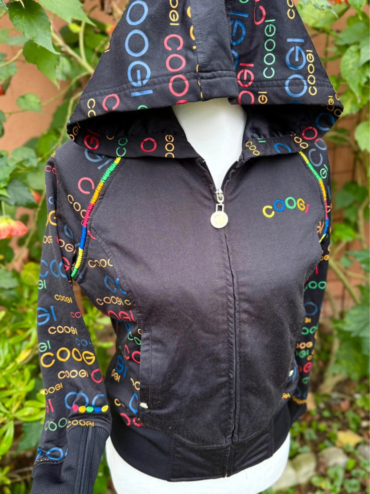 Coogi Print Black Primary Color Zip Up Jacket Women Size M