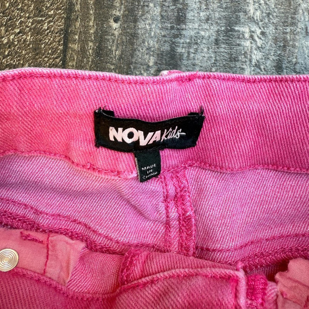 Size 10 Nova Kids Vibrant Pink, Adjustable Waist, Stretched Denim Pants