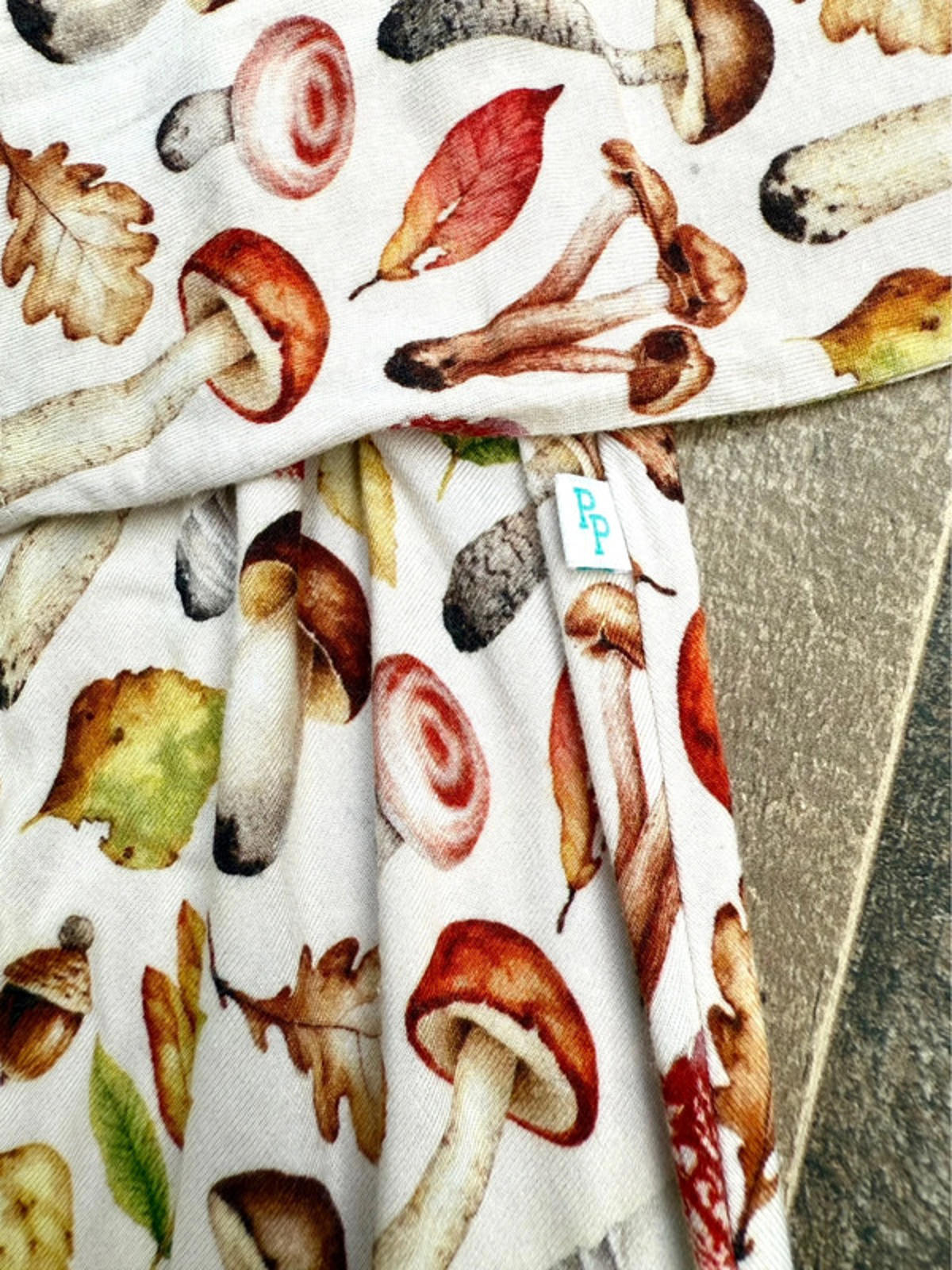 Posh Peanut Mushroom Fall Leaf Print Girls Twirl Dress Size 8