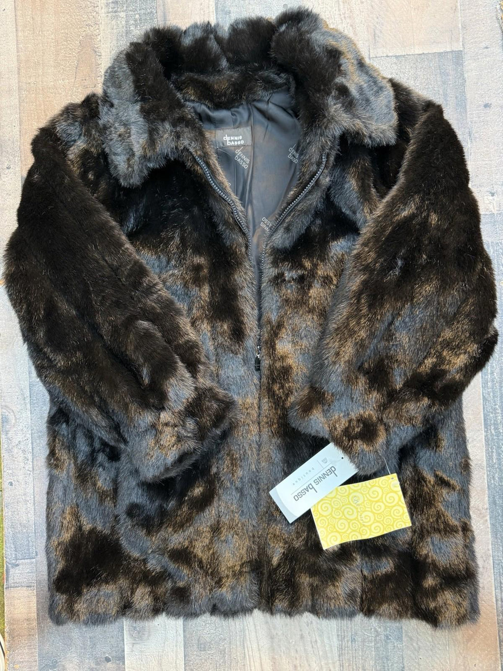 Dennis by Dennis Basso Luxurious Black Faux Fur Coat women’s Size XL