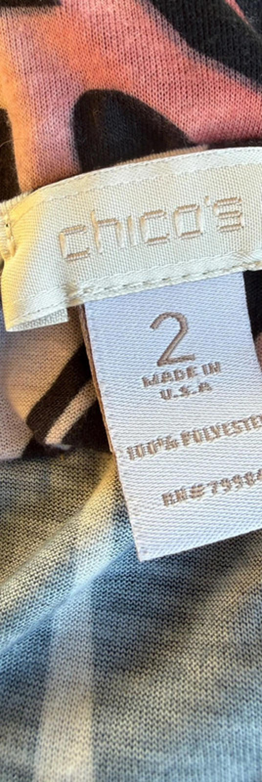 Chicos Funky Zebra Print Floral Paisley Bedazzled Womens Top Size 2