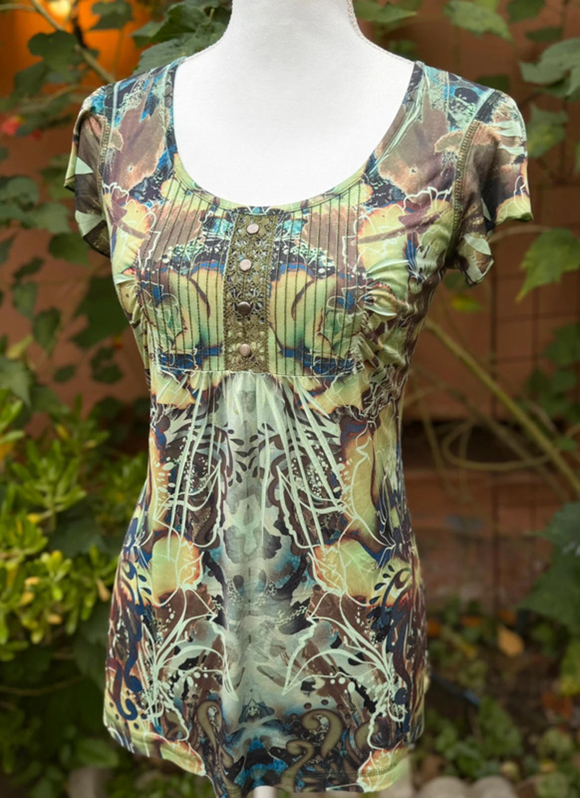 Unity World Wear Funky Fun Boho Patterned Women’s Top Size S