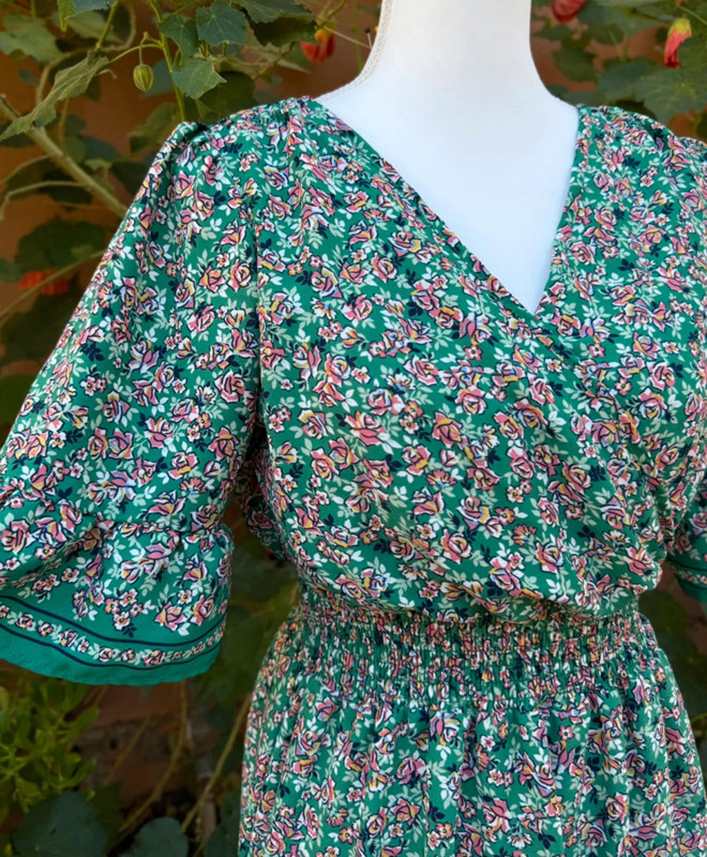 Indigo Rose Green Floral Tiered Dress Women’s Size S
