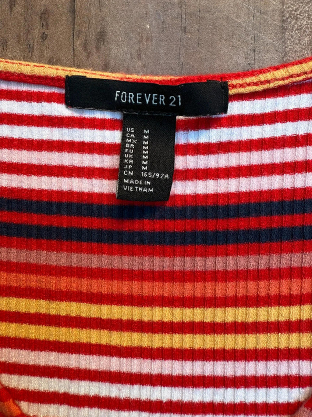 Forever 21 Striped Body Suit Short Sleeved Top Size M