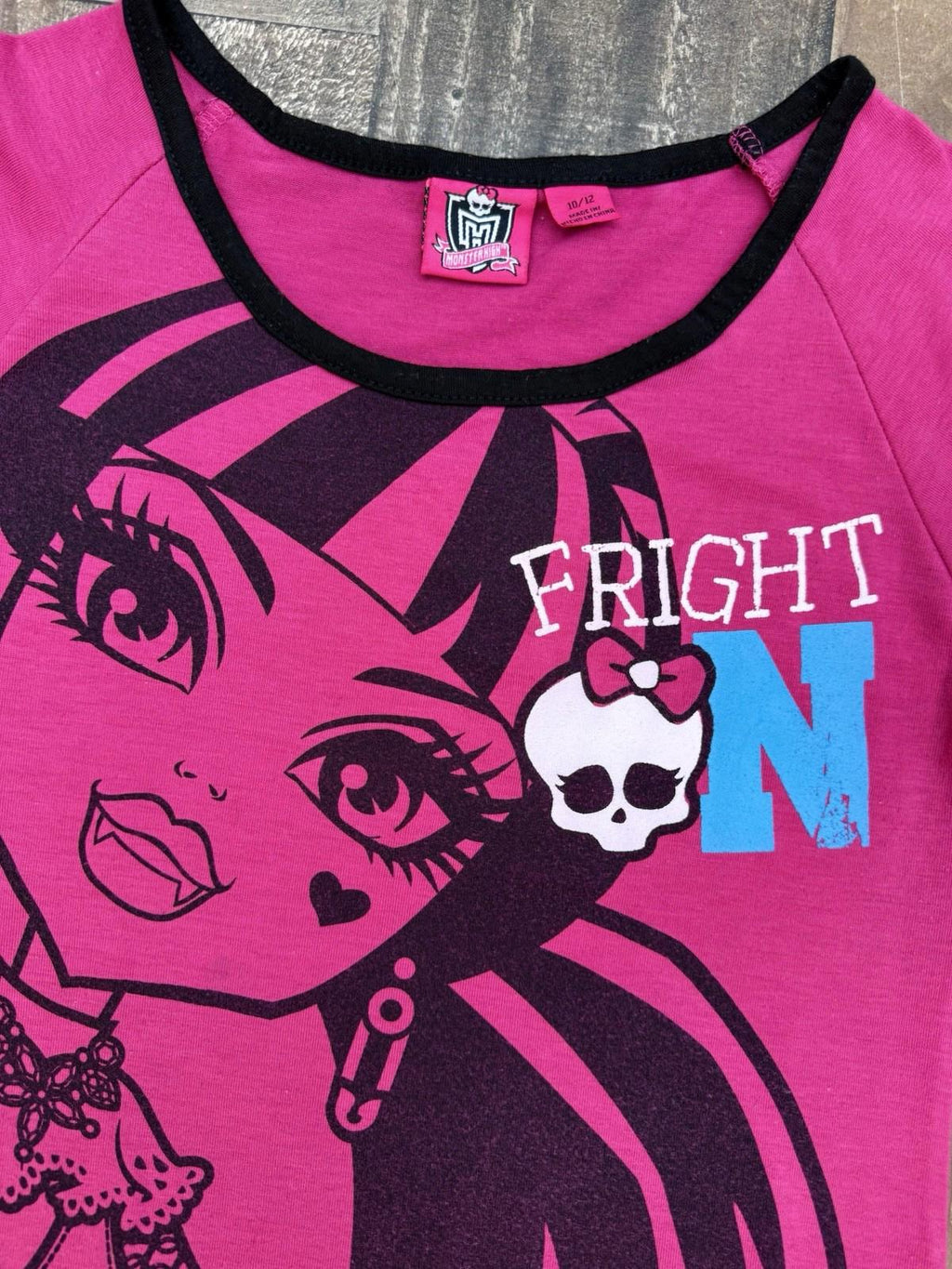 Monster High Nightgown Girl's Size 10/12 Sleepwear Long Sleeve Pink Black