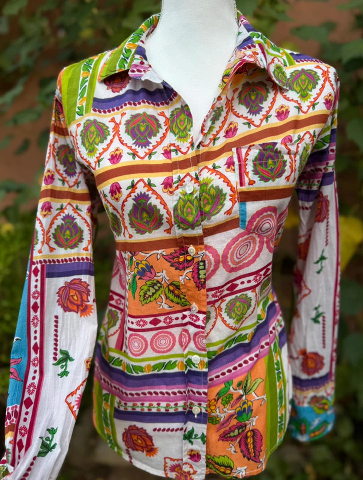 Lucky And Coco Floral Paisley Boho Collard Top Size M