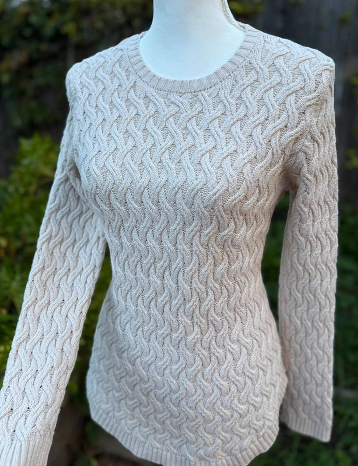 Jeanne Pierre Cream Color Knit Sweater Size L