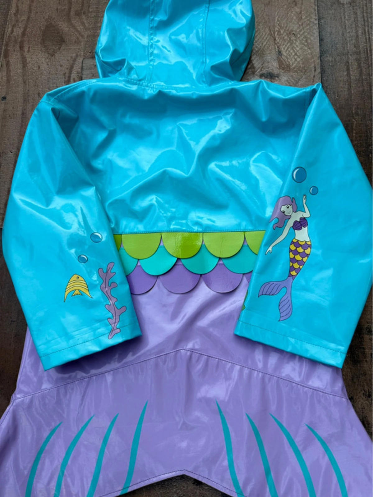 Kidorable Mermaid Kid Girl Rain Jacket Size 4T 5T
