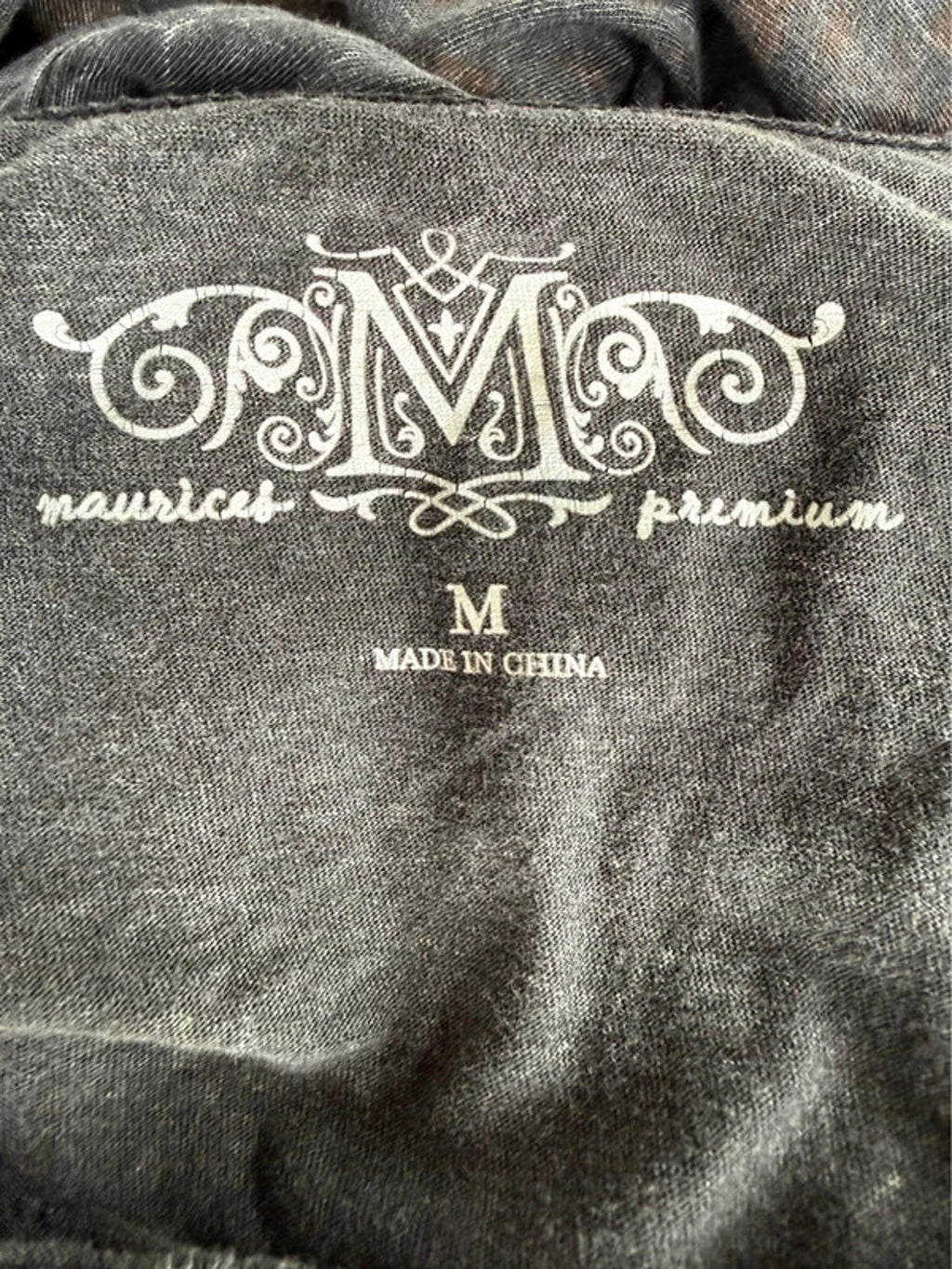 Maurices Grunge Black Gray Bedazzled Long Sleeved Top Size M