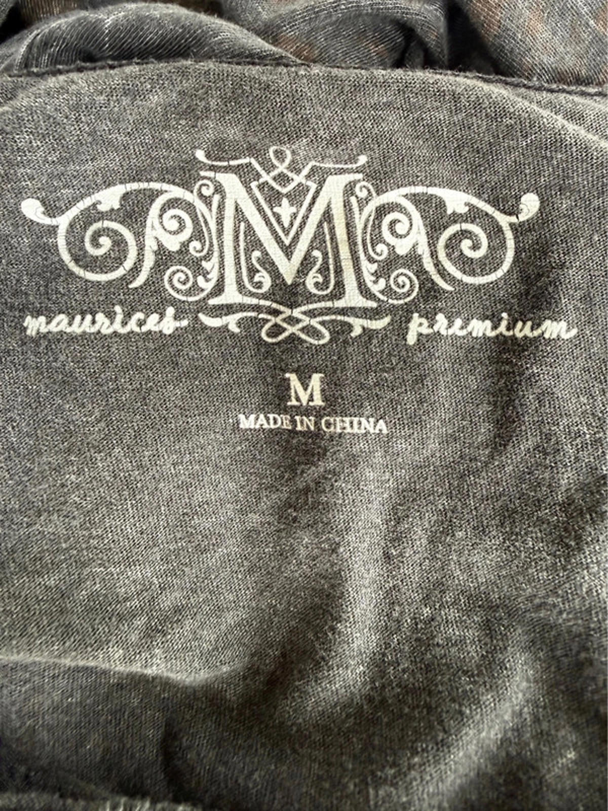 Maurices Grunge Black Gray Bedazzled Long Sleeved Top Size M