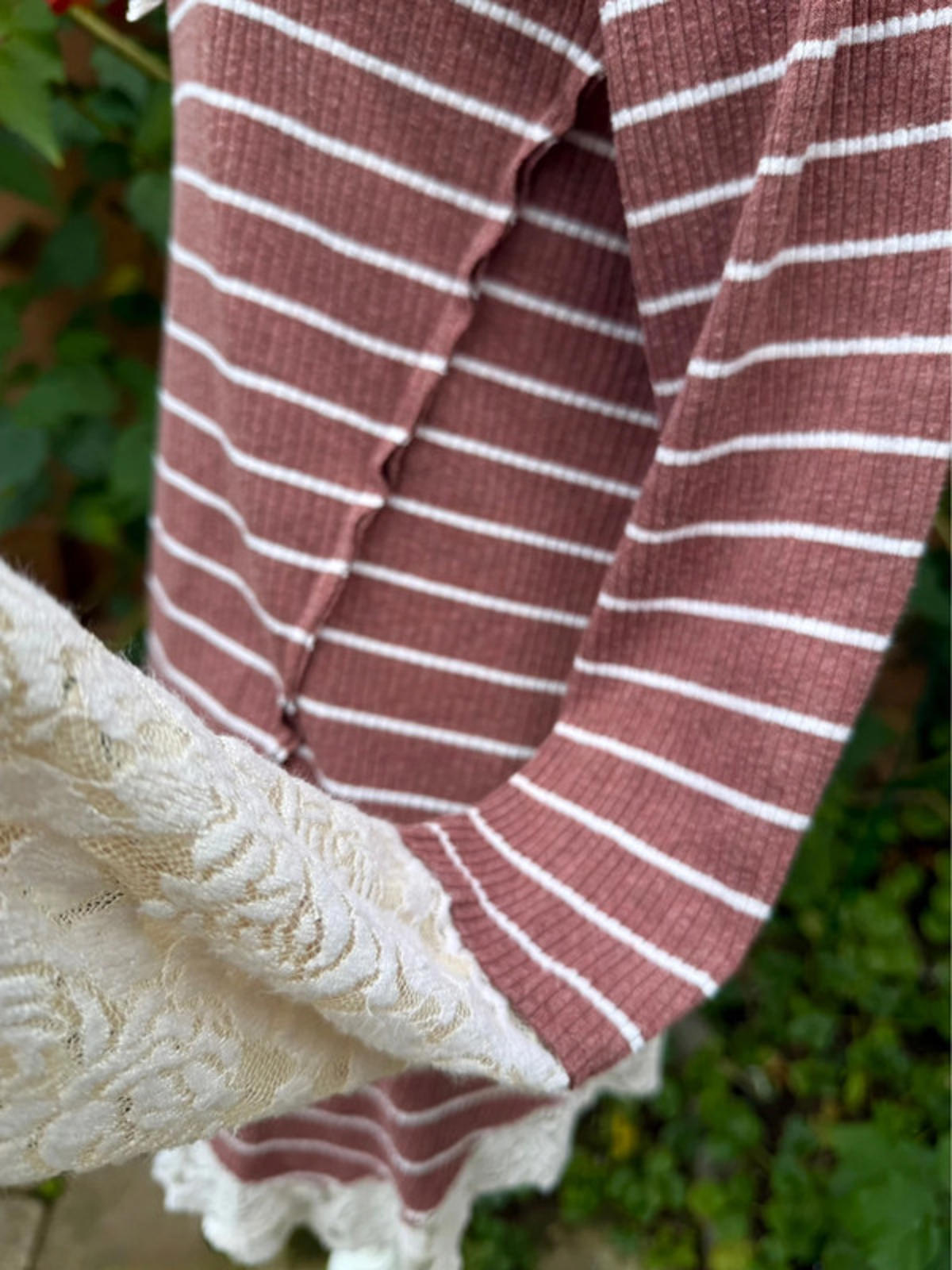 Kori America Casual Stripe Lace Hoodie Women’s Size M