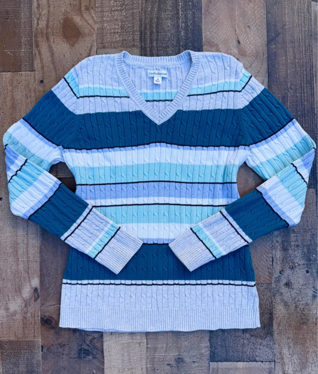 Croft & Barrow Ribbed Cable Knit Womens Cotton Sweater Size M