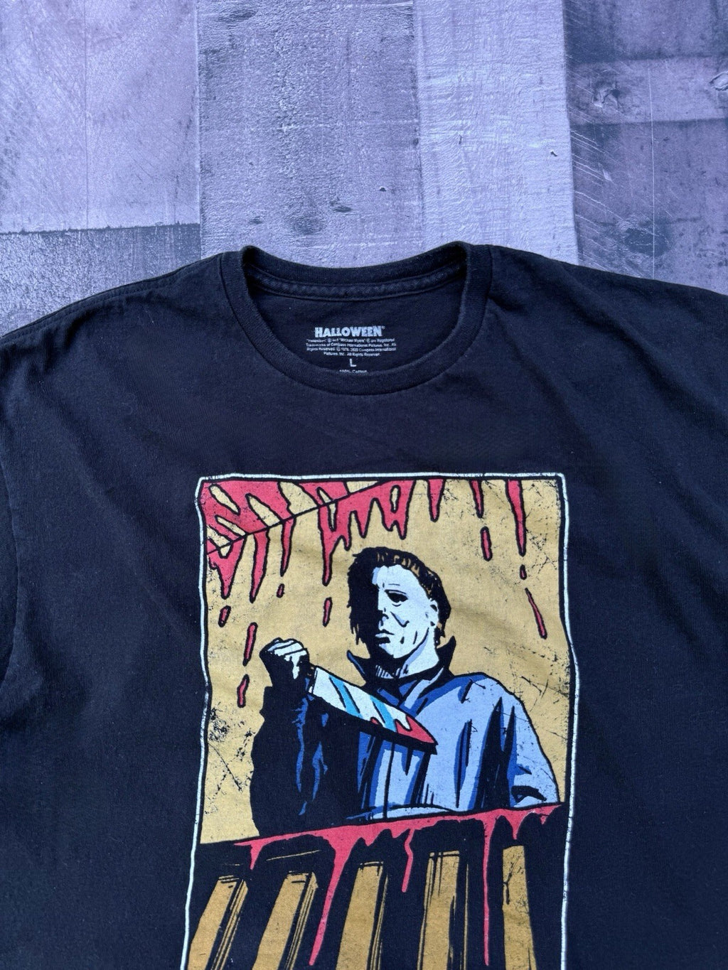 Halloween Michael Myers The Boogeyman black graphic movie t-shirt size L, detail view