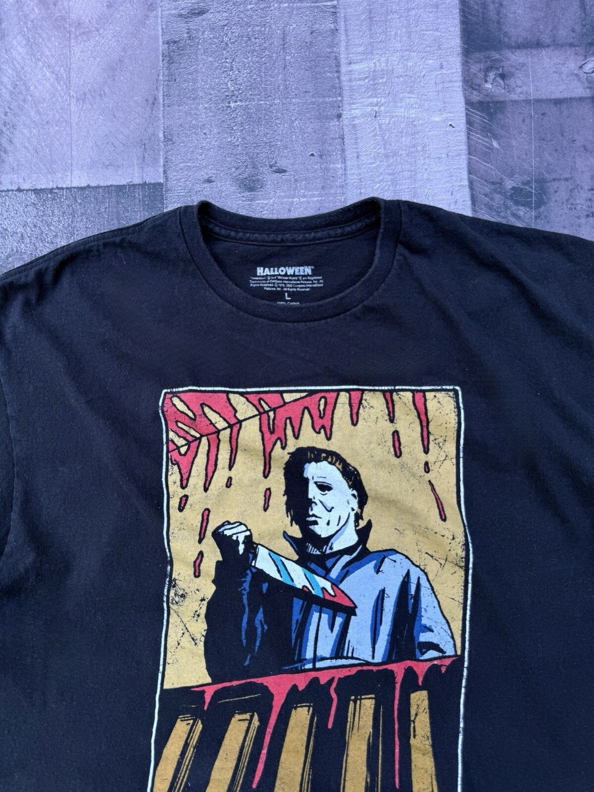 Halloween Michael Myers The Boogeyman black graphic movie t-shirt size L, detail view