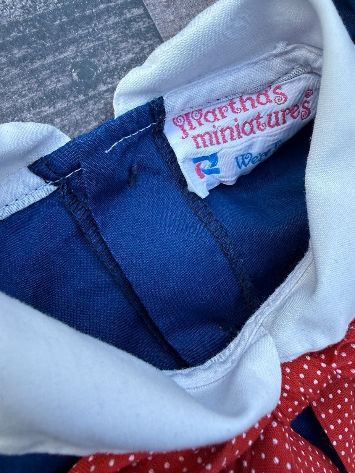 Vintage Martha's Miniatures navy blue toddler girls dress with red trim and white collar, 3T/4T, photo 2