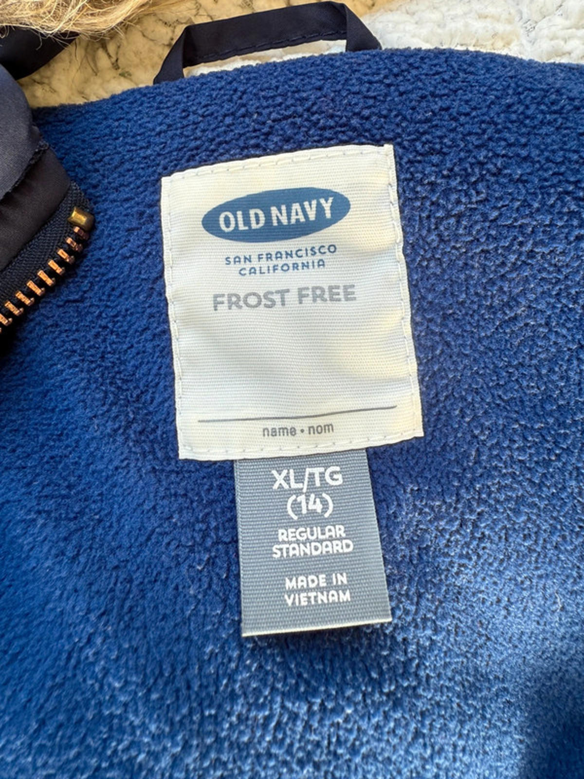 Royal Blue Faux Fur Hood Old Navy Kid Girl Zip Up Winger Jacket Size 14 XL