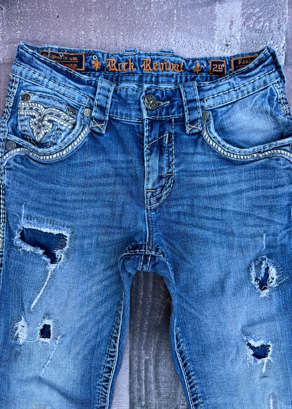 Rock Revival Men's Bootcut Blue Denim Jeans Medium Wash size 29