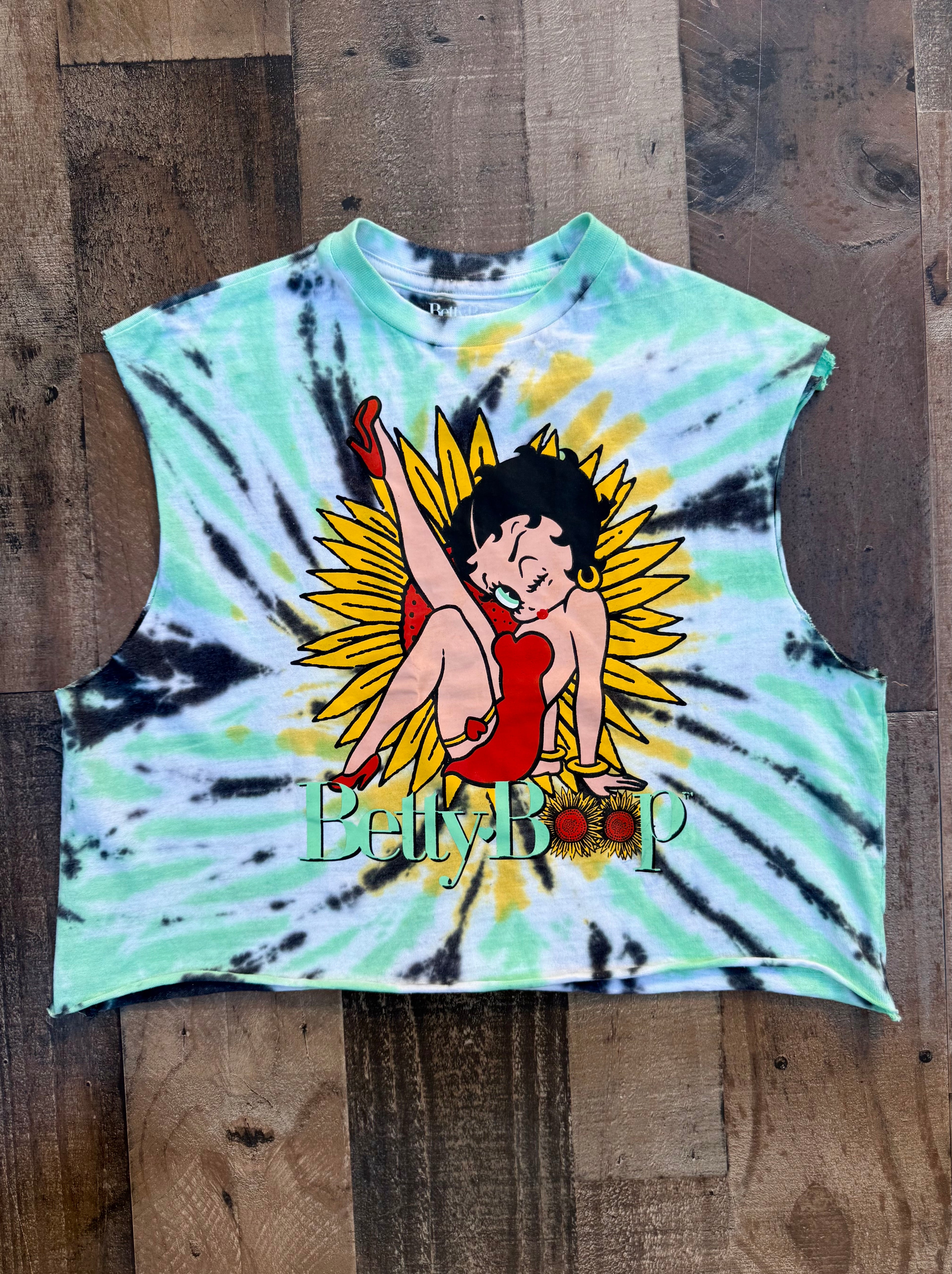 Betty Boop Cropped Tie Dye Tee Tank Top Women’s Size M