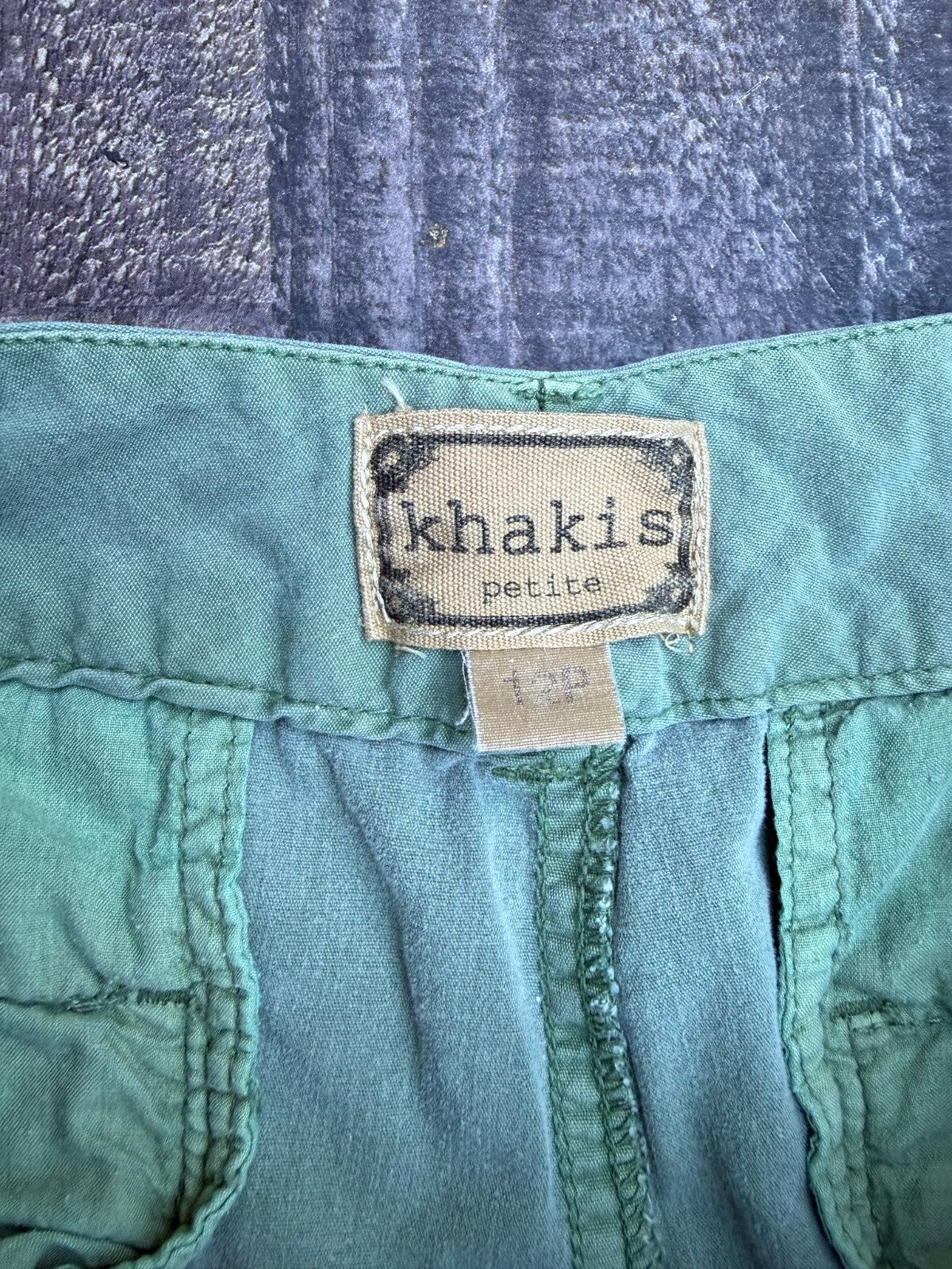 Khakis Petite olive green cotton cargo capri pants, women's size 12P, photo 2