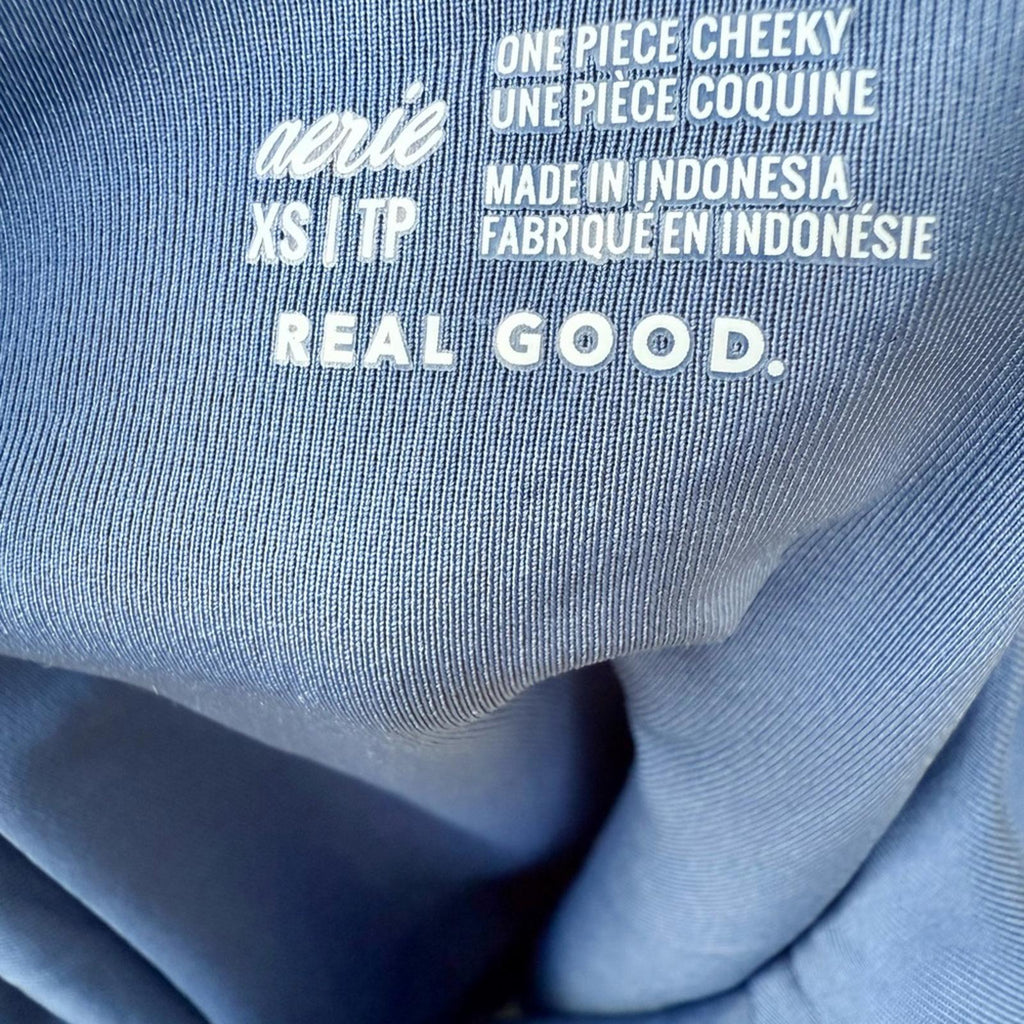 Aerie 1 Piece Blueish Gray Ribbed Swimsuit Size XS