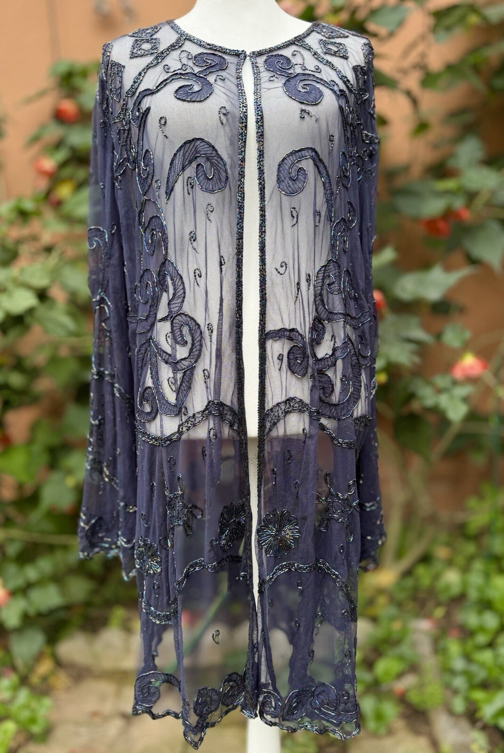 Judith Ann Plus vintage beaded mesh duster cardigan, women's 3X, photo 4