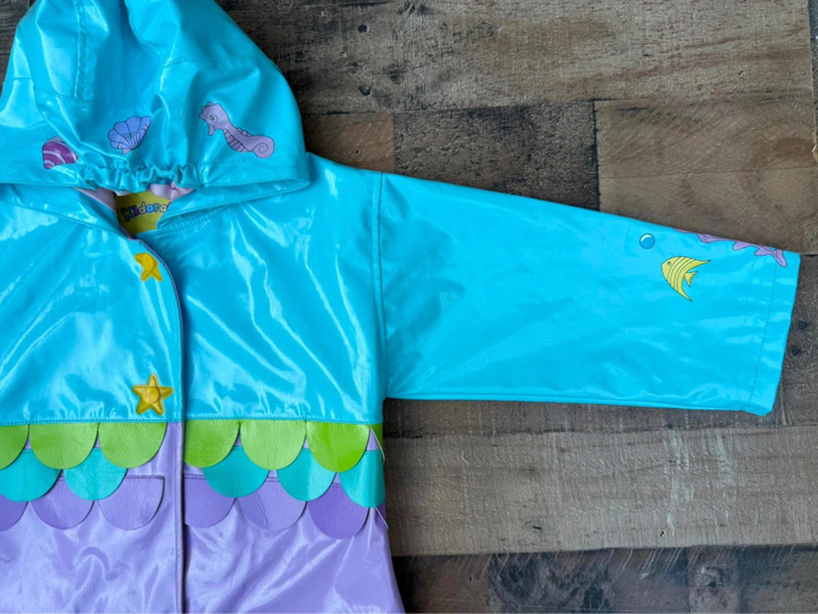 Kidorable Mermaid Kid Girl Rain Jacket Size 4T 5T