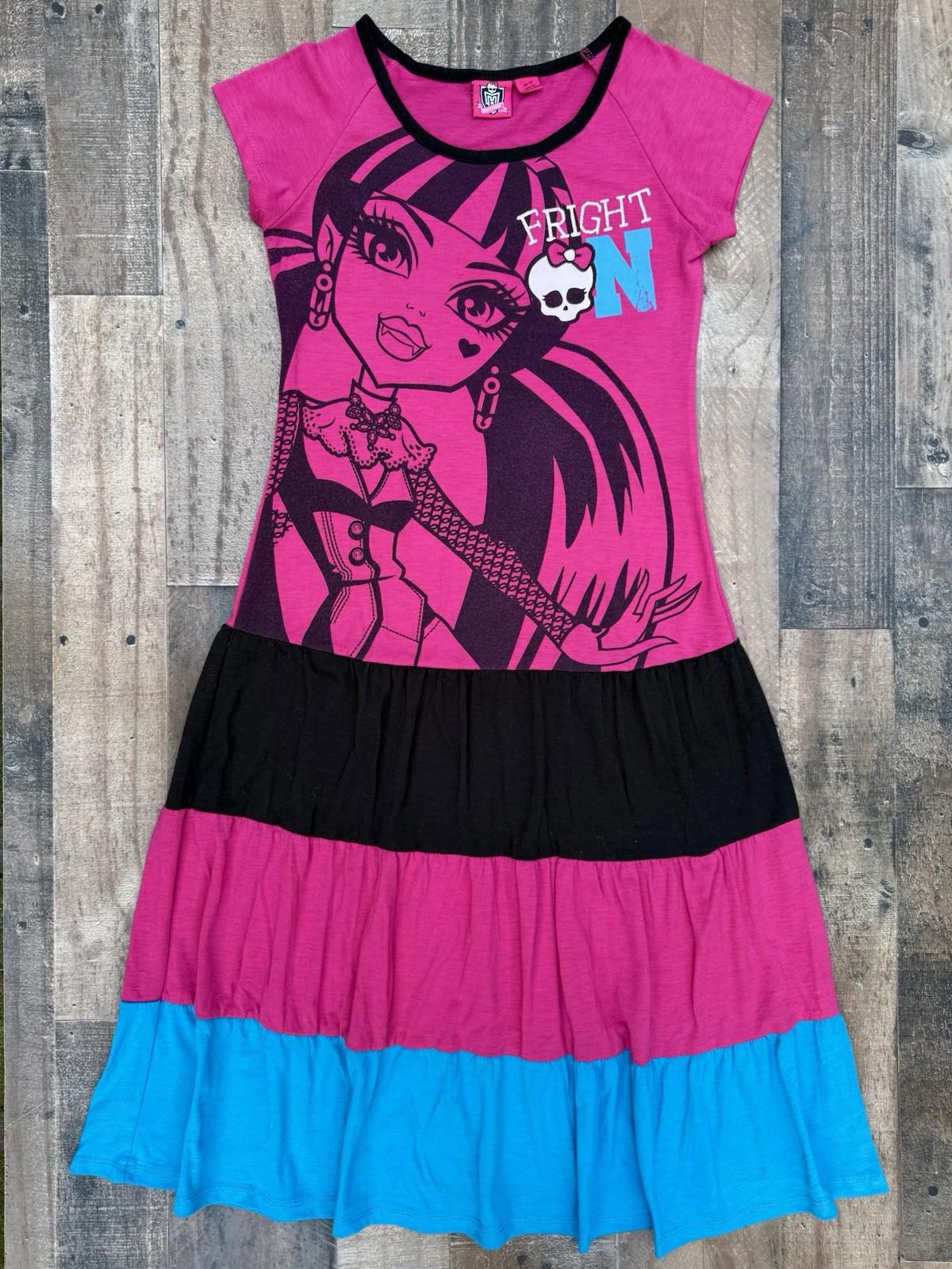 Monster High Nightgown Girl's Size 10/12 Sleepwear Long Sleeve Pink Black