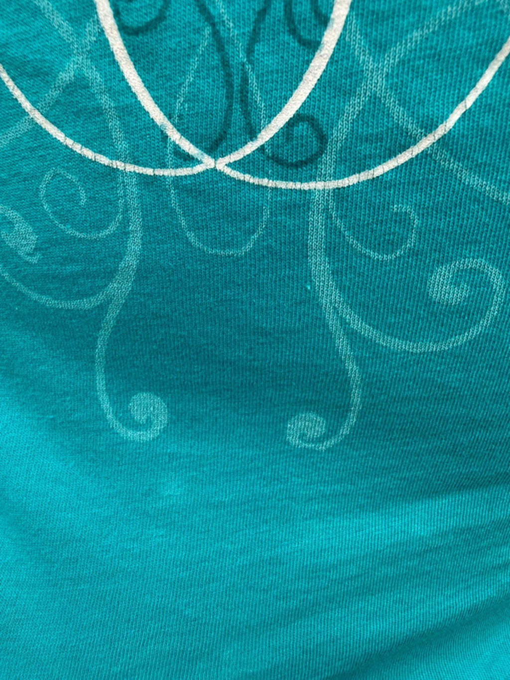 Stranded Aqua Butterfly Bedazzled Lettuce Edge Top 100% Cotton Size M