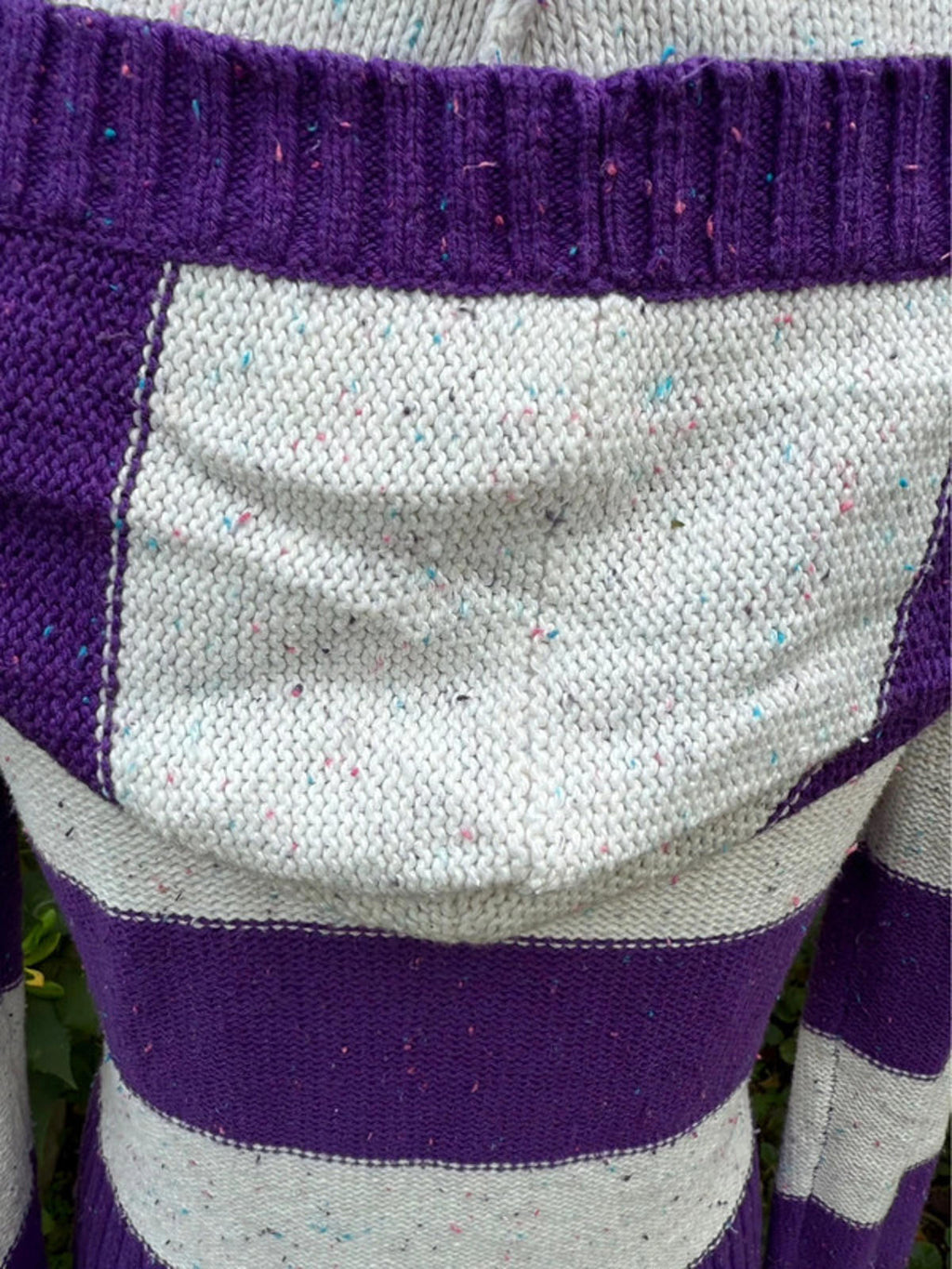OP Purple White Stripe Hooded Confetti Print Juniors Sweater Size M Medium