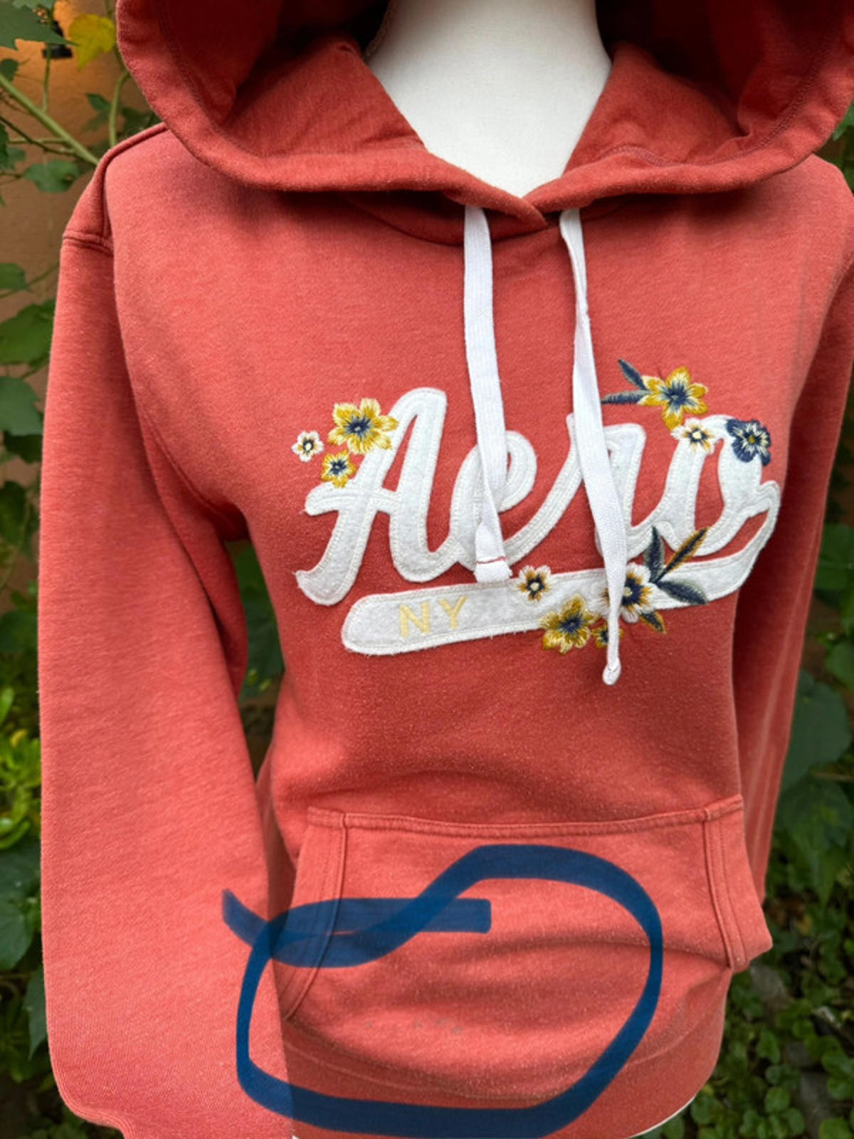 Aeropostale Burnt Orange Floral Hoodie Women’s Size S