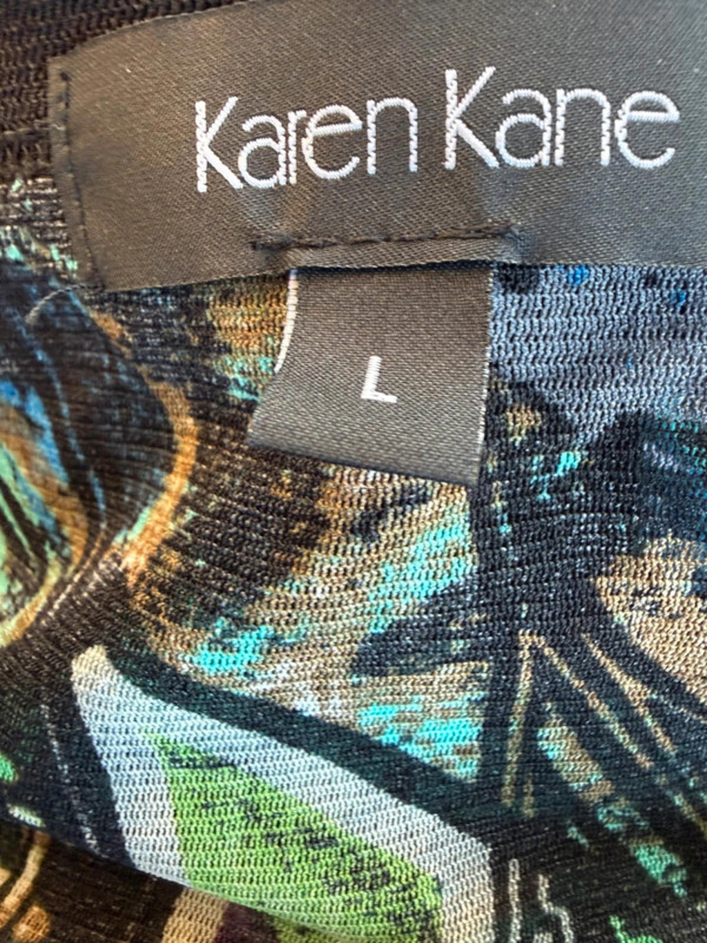 Karen Kane Mesh Long Sleeved Cute Patterned Blouse Top Women Size L