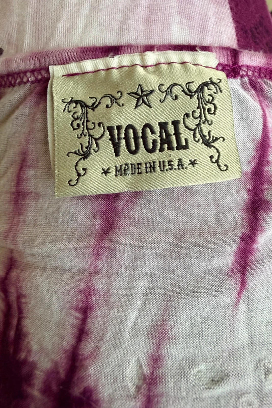 Vocal Purple Tie Dye Bedazzled Women’s Long Sleeved Cute Boho Top Size M