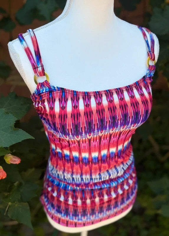 Croft & Barrow multicolor tankini swim top, women's size 8