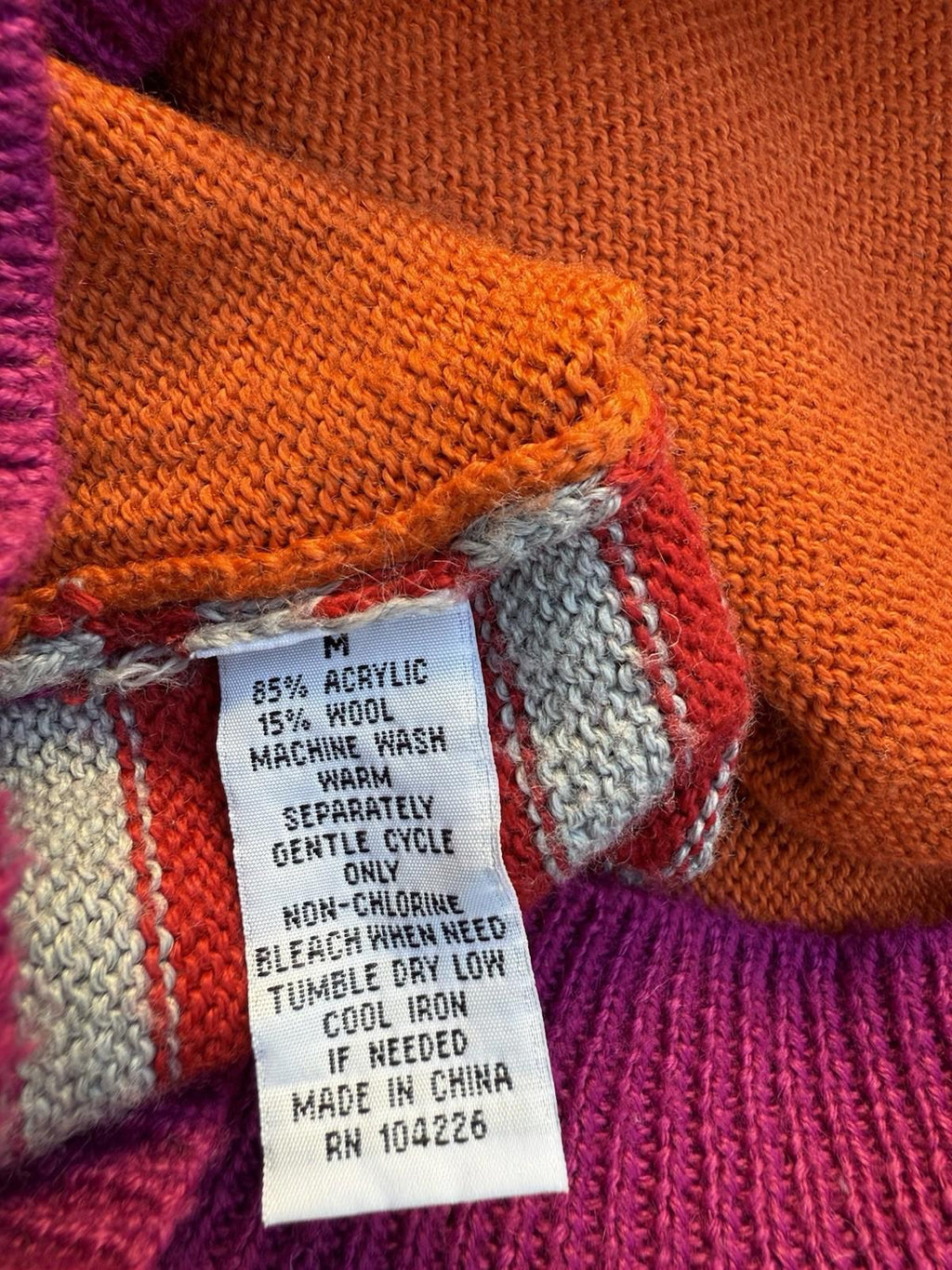 Big enough Hooded Kid Girl Sweater Stripes & Knit Flowers Size M 10/12